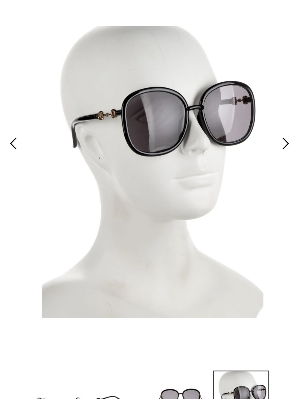 Gucci Horsebit Oversized Black Women’s Sunglasses with Gray Lenses - Picture 3 of 5